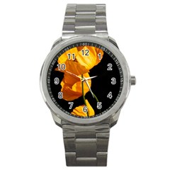 Yellow Poppies Sport Metal Watch