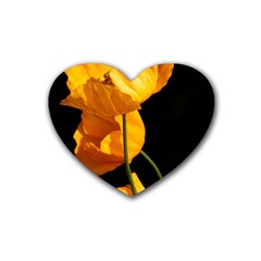 Yellow Poppies Heart Coaster (4 Pack) 