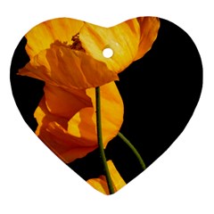 Yellow Poppies Heart Ornament (two Sides)