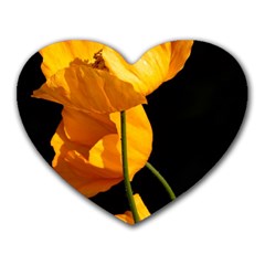 Yellow Poppies Heart Mousepads by Audy