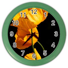 Yellow Poppies Color Wall Clock