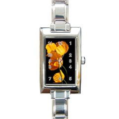 Yellow Poppies Rectangle Italian Charm Watch