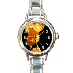 Yellow Poppies Round Italian Charm Watch