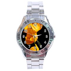 Yellow Poppies Stainless Steel Analogue Watch by Audy