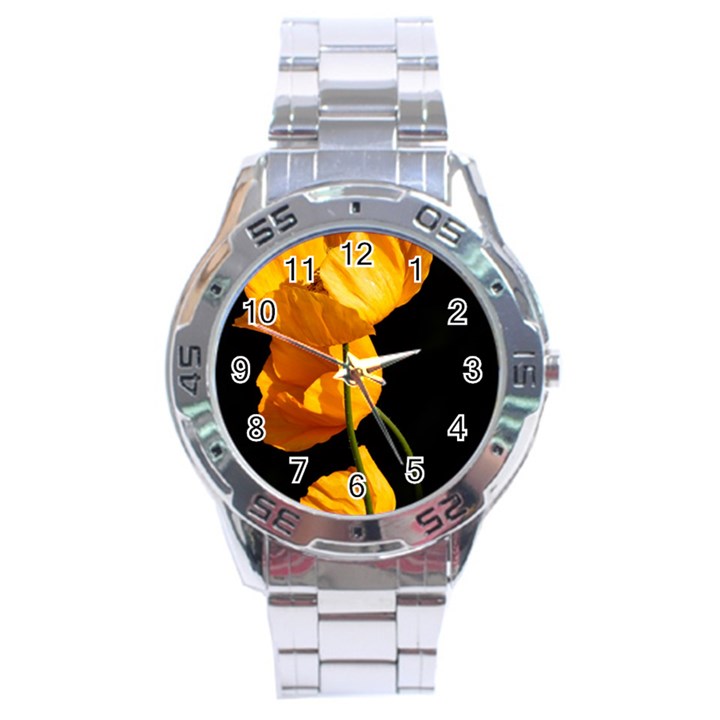 Yellow Poppies Stainless Steel Analogue Watch