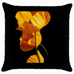 Yellow Poppies Throw Pillow Case (black) by Audy