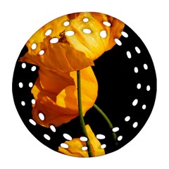 Yellow Poppies Ornament (round Filigree) by Audy