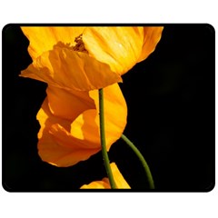 Yellow Poppies Double Sided Fleece Blanket (medium)  by Audy