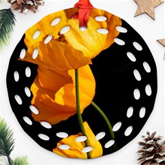 Yellow Poppies Ornament (round Filigree) by Audy