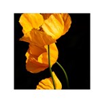 Yellow Poppies Small Satin Scarf (Square) Front