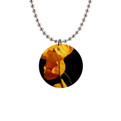 Yellow Poppies 1  Button Necklace by Audy