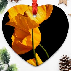 Yellow Poppies Heart Ornament (two Sides) by Audy