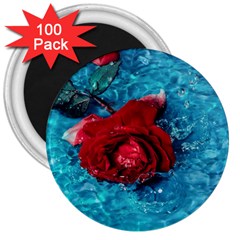 Red Roses In Water 3  Magnets (100 Pack) by Audy