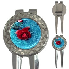 Red Roses In Water 3-in-1 Golf Divots by Audy