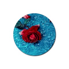 Red Roses In Water Rubber Round Coaster (4 Pack)  by Audy