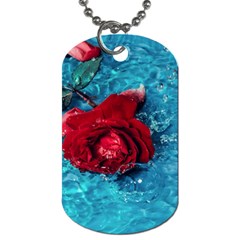 Red Roses In Water Dog Tag (one Side) by Audy