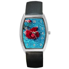 Red Roses In Water Barrel Style Metal Watch by Audy