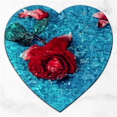 Red Roses In Water Jigsaw Puzzle (heart) by Audy