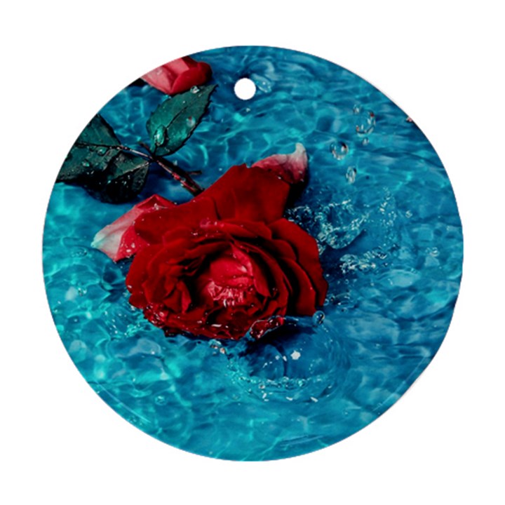 Red Roses In Water Round Ornament (Two Sides)