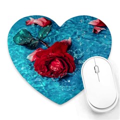 Red Roses In Water Heart Mousepads by Audy