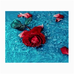 Red Roses In Water Small Glasses Cloth (2 Sides) by Audy