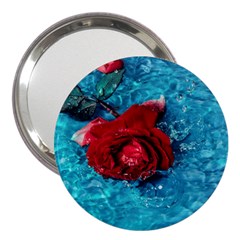 Red Roses In Water 3  Handbag Mirrors by Audy