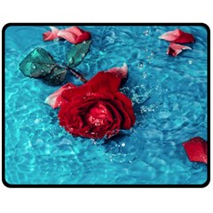 Red Roses In Water Double Sided Fleece Blanket (medium)  by Audy