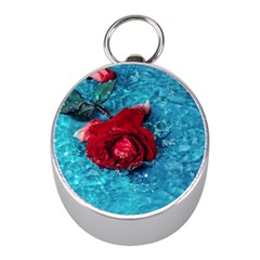 Red Roses In Water Mini Silver Compasses by Audy