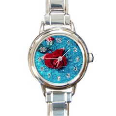 Red Roses In Water Round Italian Charm Watch by Audy