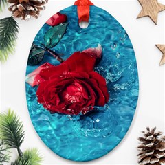 Red Roses In Water Ornament (oval)