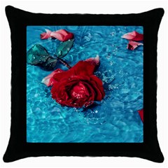 Red Roses In Water Throw Pillow Case (black) by Audy