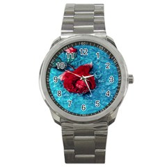 Red Roses In Water Sport Metal Watch by Audy