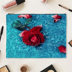 Red Roses In Water Cosmetic Bag (xl) by Audy