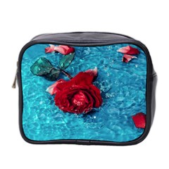 Red Roses In Water Mini Toiletries Bag (two Sides) by Audy