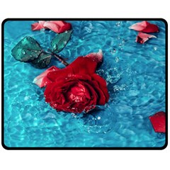 Red Roses In Water Fleece Blanket (medium)  by Audy