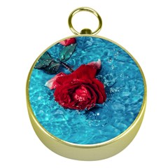 Red Roses In Water Gold Compasses by Audy