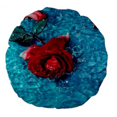 Red Roses In Water Large 18  Premium Flano Round Cushions by Audy