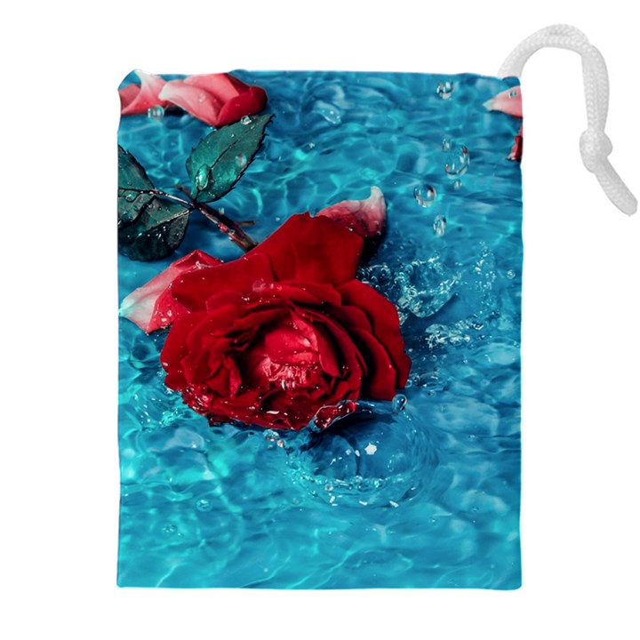 Red Roses In Water Drawstring Pouch (4XL)