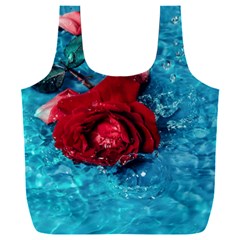 Red Roses In Water Full Print Recycle Bag (xxl) by Audy