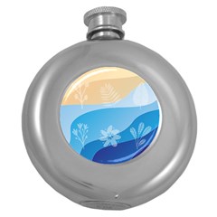 Flower Branch Corolla Wreath Lease Round Hip Flask (5 Oz) by HermanTelo