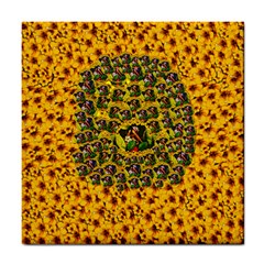 Lizards In Love In The Land Of Flowers Tile Coaster by pepitasart