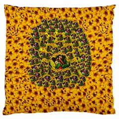 Lizards In Love In The Land Of Flowers Large Cushion Case (one Side) by pepitasart