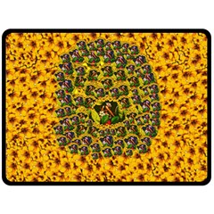 Lizards In Love In The Land Of Flowers Fleece Blanket (large) 