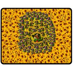 Lizards In Love In The Land Of Flowers Double Sided Fleece Blanket (medium)  by pepitasart