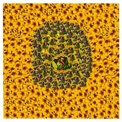 Lizards In Love In The Land Of Flowers Wooden Puzzle Square by pepitasart