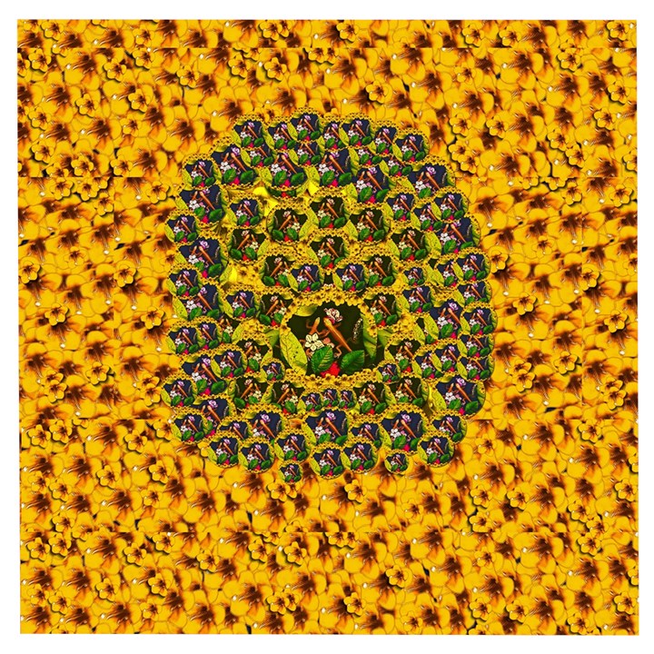 Lizards In Love In The Land Of Flowers Wooden Puzzle Square