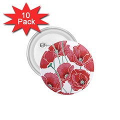 Red Poppy Flowers 1 75  Buttons (10 Pack) by goljakoff