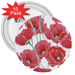 Red Poppy Flowers 3  Buttons (10 Pack)  by goljakoff