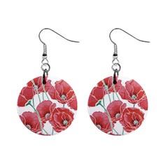 Red Poppy Flowers Mini Button Earrings by goljakoff