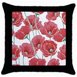 Red poppy flowers Throw Pillow Case (Black) Front